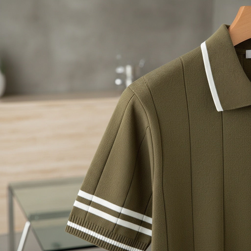 Men's Polo Short Sleeve - Olive Green - Back View