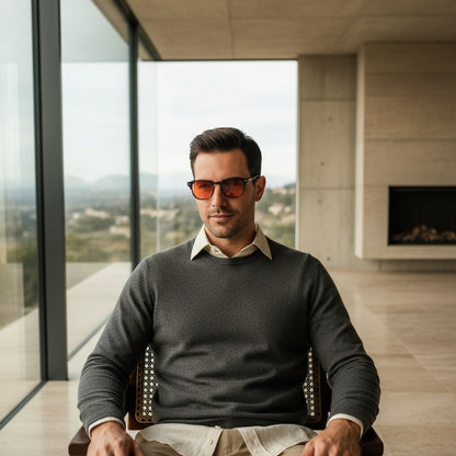 Men's Red Tinted Sunglasses - Red - Side Profile