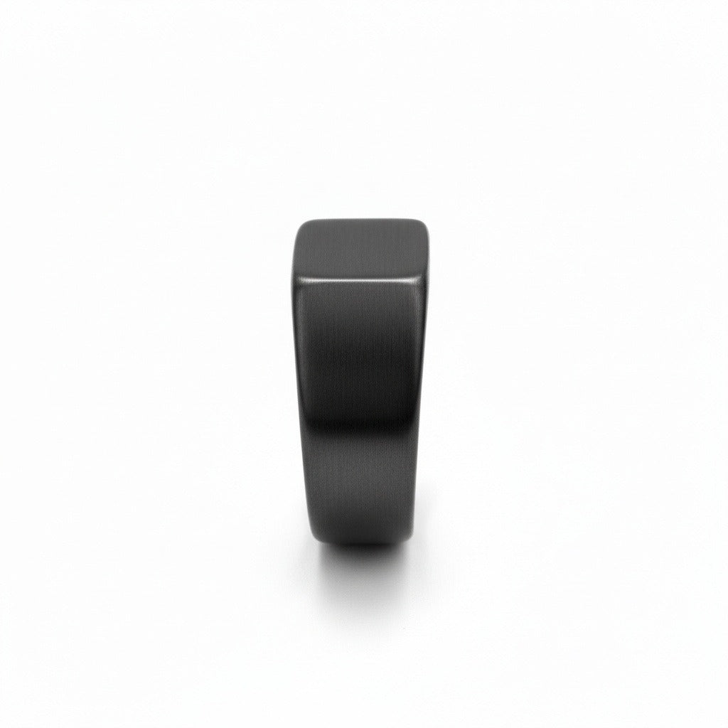 Mens Square Signet Ring - Gunmetal - Fabric Detail
