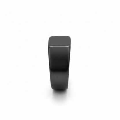 Mens Square Signet Ring - Gunmetal - Fabric Detail