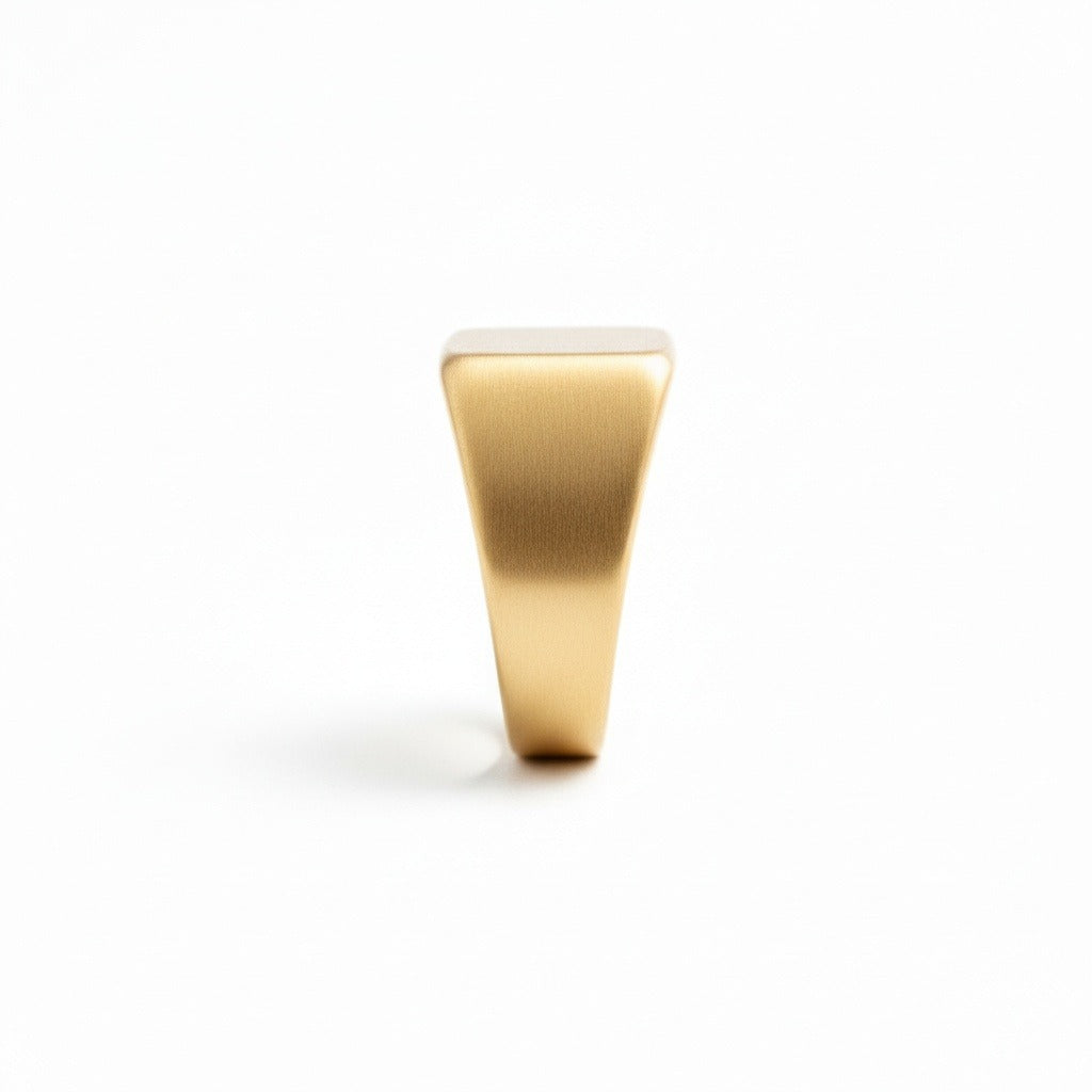 Mens Square Signet Ring - Matte Gold - Fabric Detail
