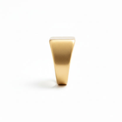 Mens Square Signet Ring - Matte Gold - Fabric Detail