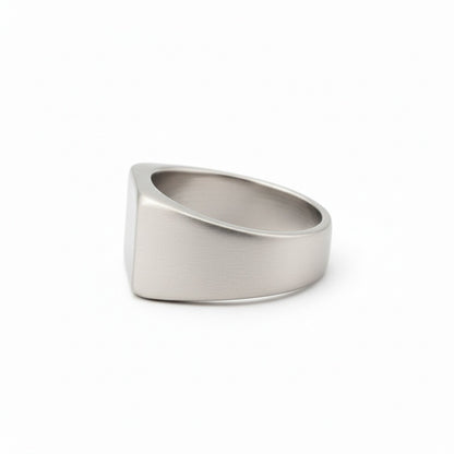 Mens Square Signet Ring - Silver - Fabric Detail