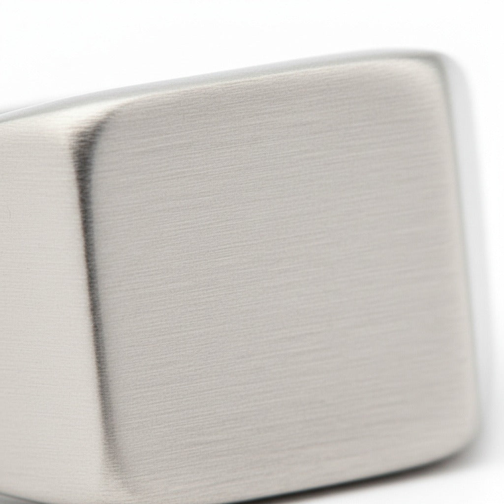 Mens Square Signet Ring - Silver - Texture Close Up