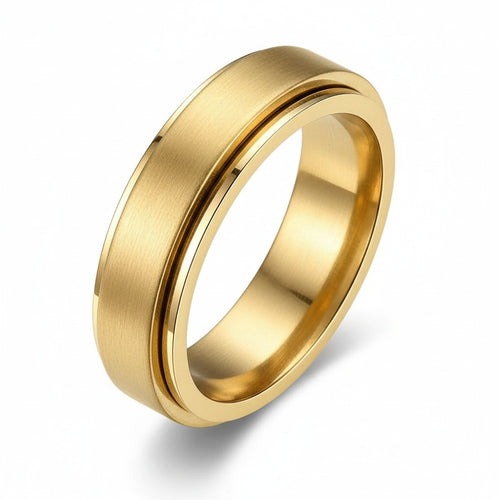 Mens Stainless Steel Rings - Gold - Front View