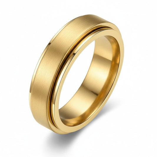 Mens Stainless Steel Rings - Gold - Front View