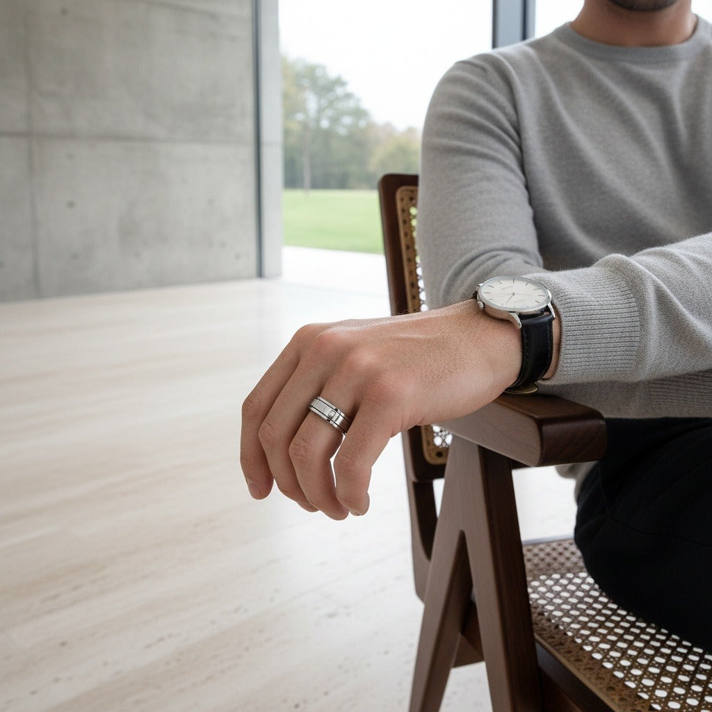 Mens Stainless Steel Rings - Silver - Side Profile