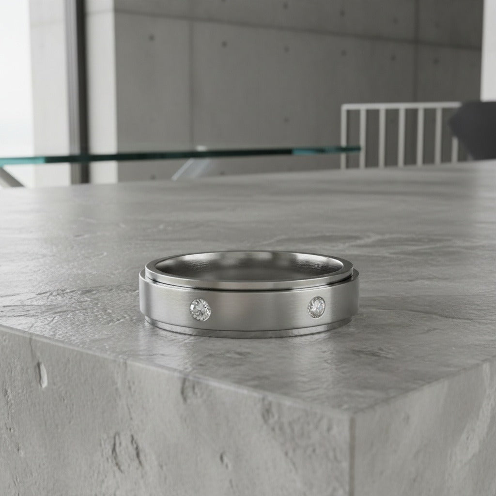 Mens Stainless Steel Rings - Silver - Back View