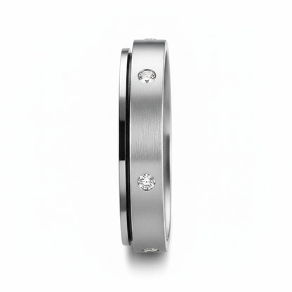 Mens Stainless Steel Rings - Silver - Fabric Detail
