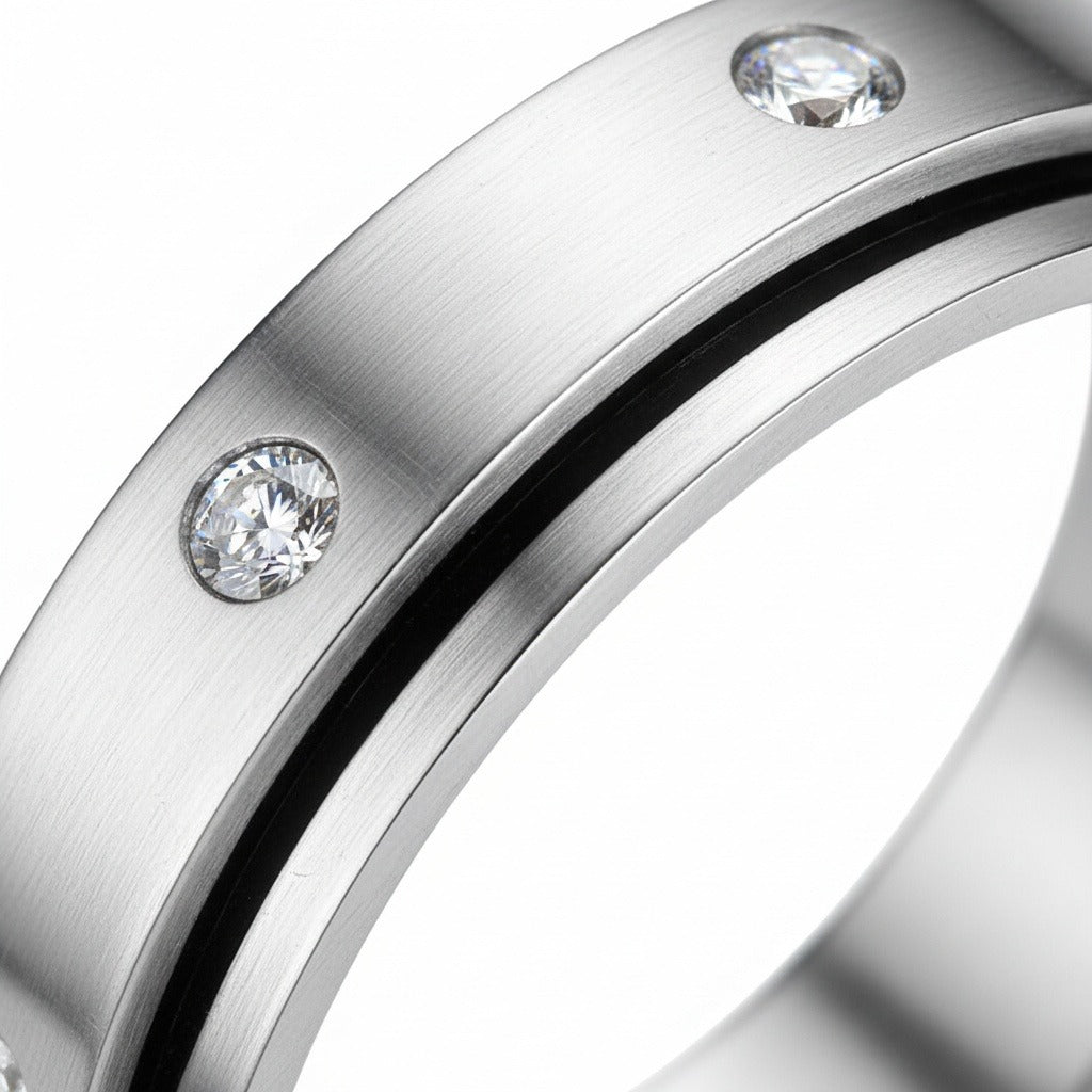 Mens Stainless Steel Rings - Silver - Texture Close Up