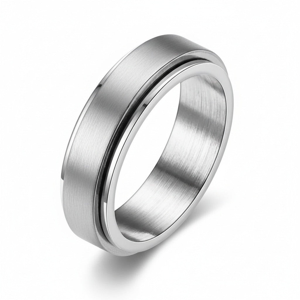 Mens Stainless Steel Rings - Platinum - Front View