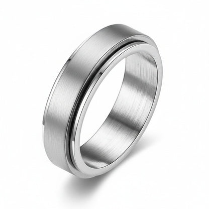 Mens Stainless Steel Rings - Platinum - Front View