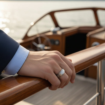 Mens Stainless Steel Rings - Platinum - Angled Shot