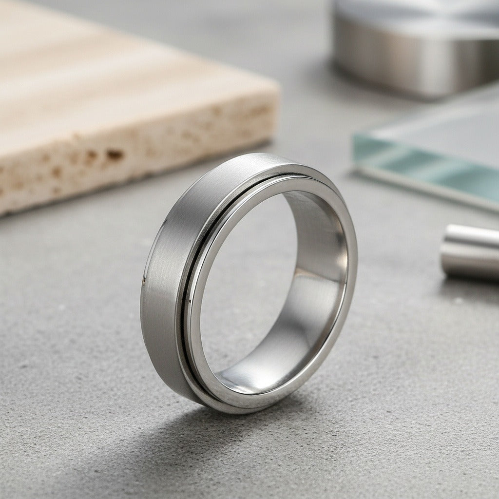 Mens Stainless Steel Rings - Platinum - Back View