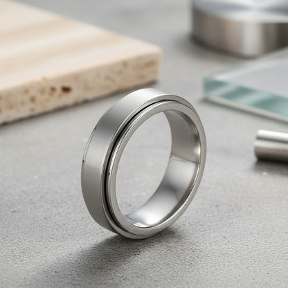 Mens Stainless Steel Rings - Platinum - Back View