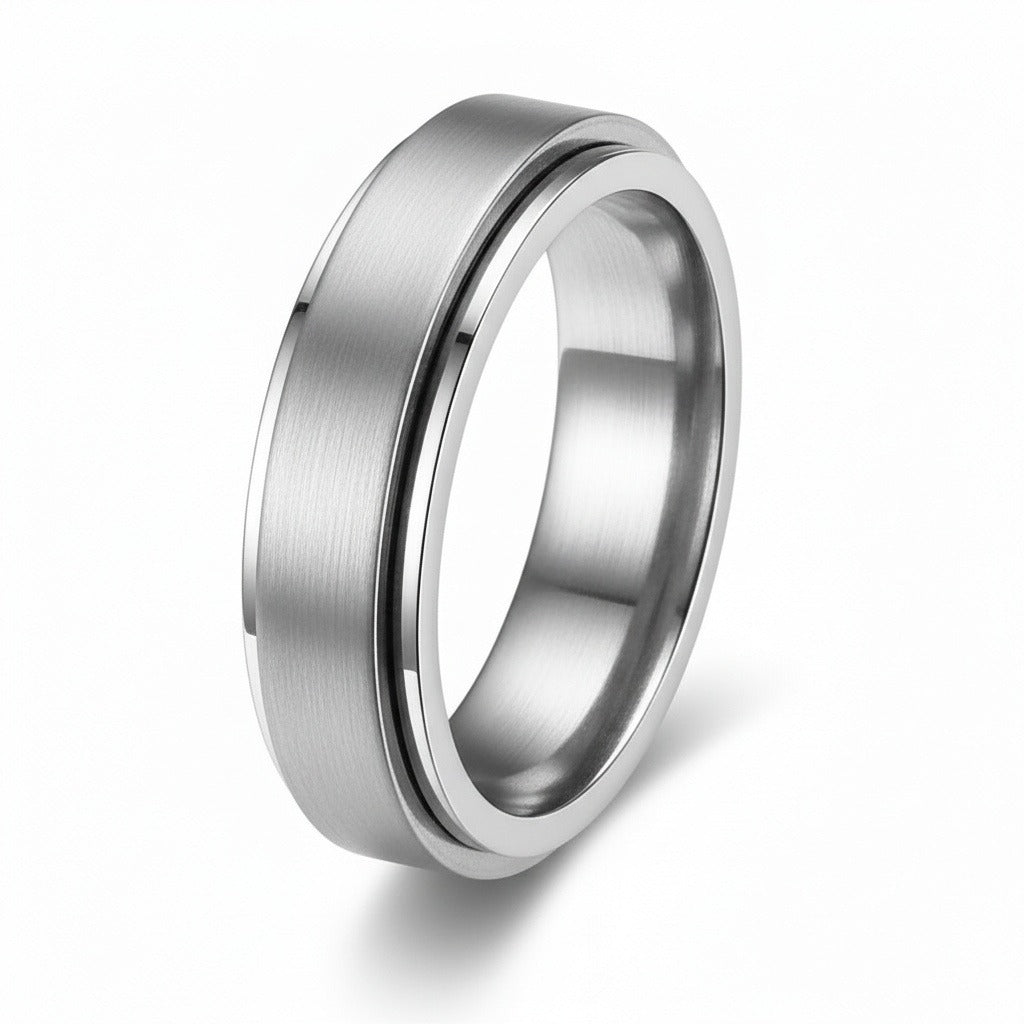 Mens Stainless Steel Rings - Platinum - Fabric Detail