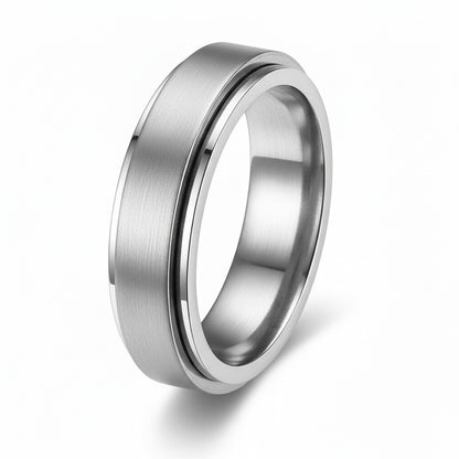 Mens Stainless Steel Rings - Platinum - Fabric Detail