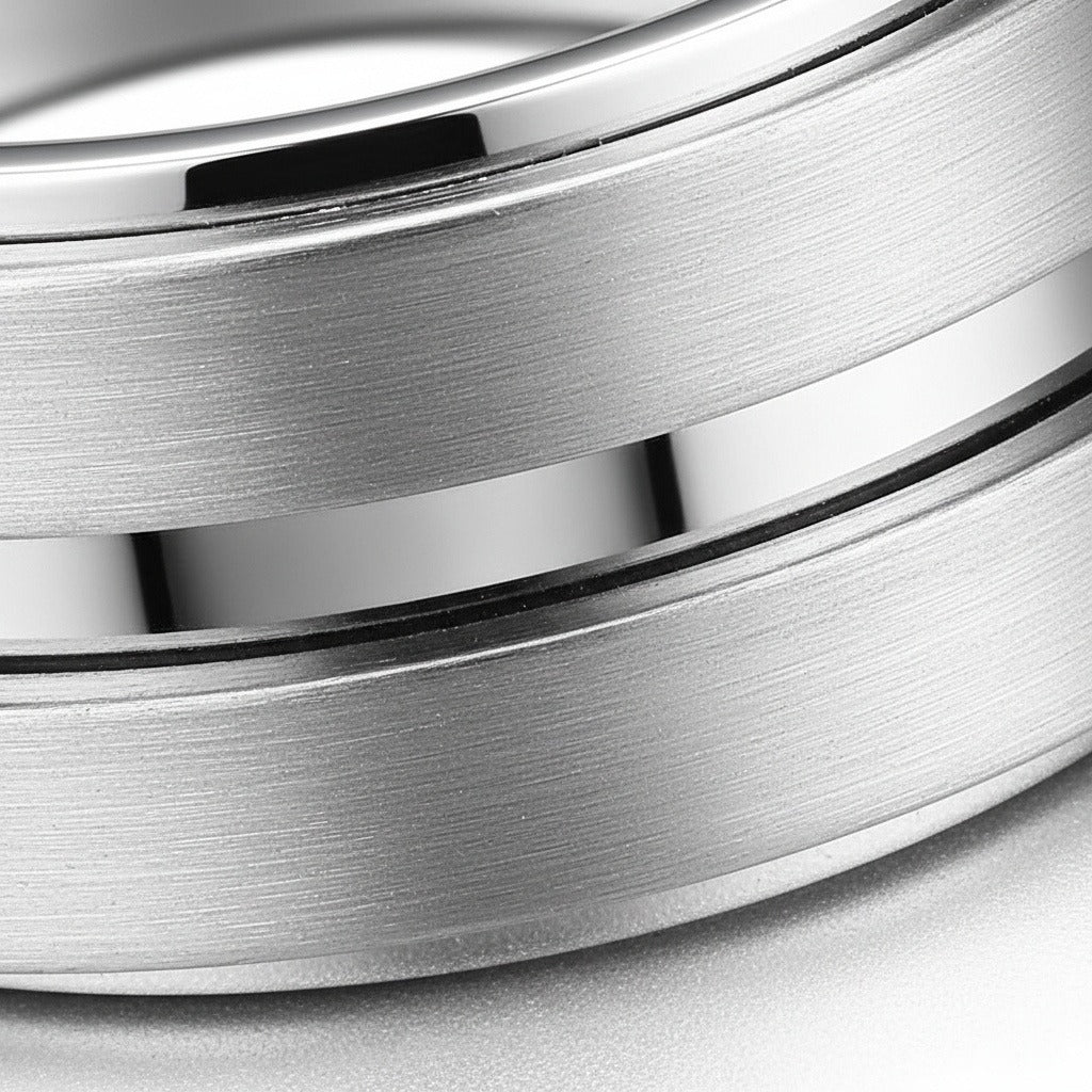 Mens Stainless Steel Rings - Platinum - Texture Close Up
