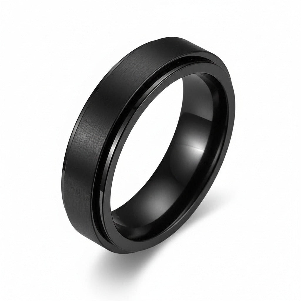 Mens Stainless Steel Rings - Onyx - Front View