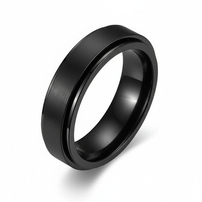 Mens Stainless Steel Rings - Onyx - Front View