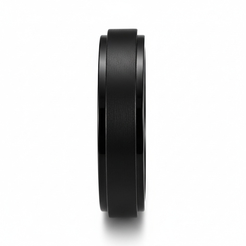 Mens Stainless Steel Rings - Onyx - Fabric Detail