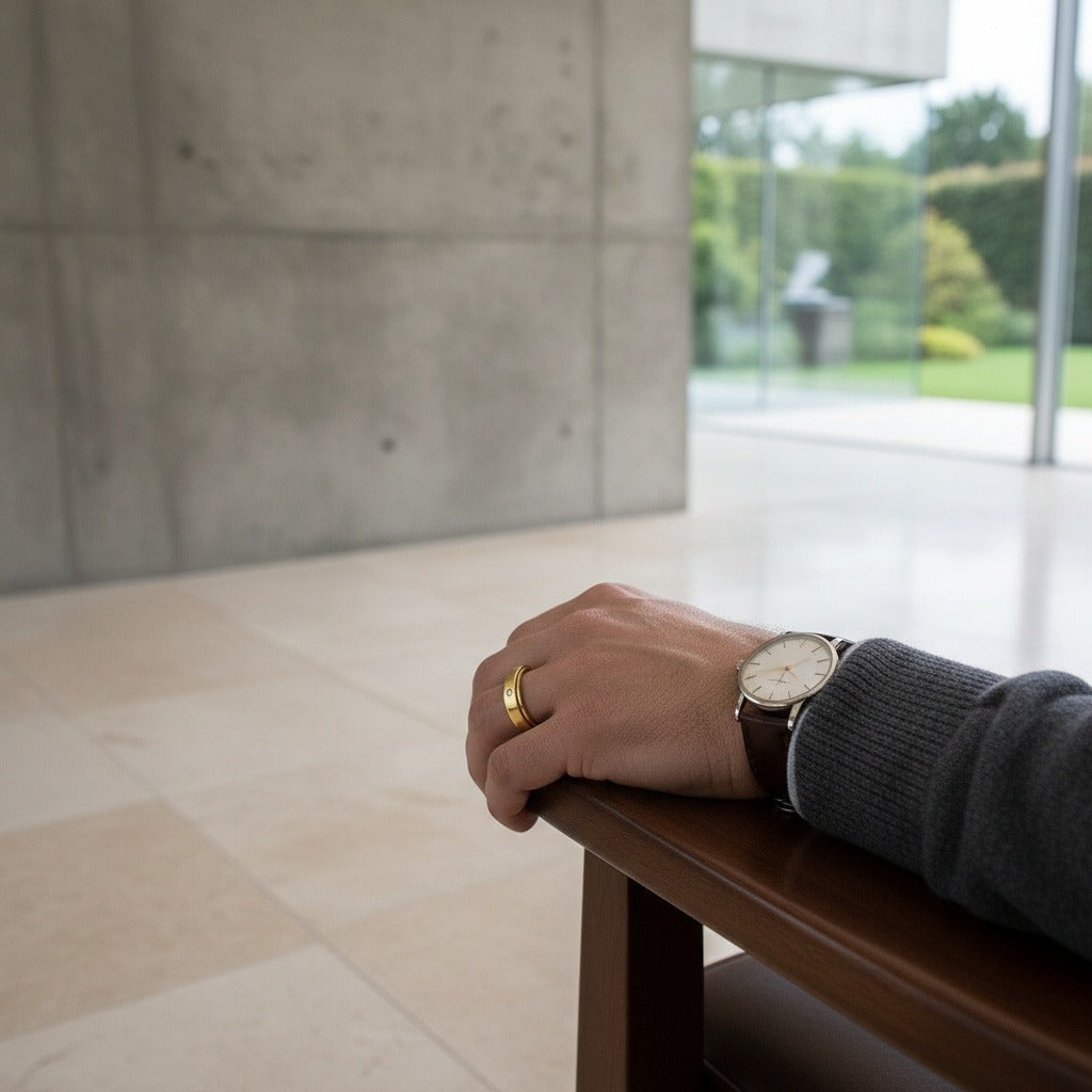 Mens Stainless Steel Rings - Brass - Side Profile