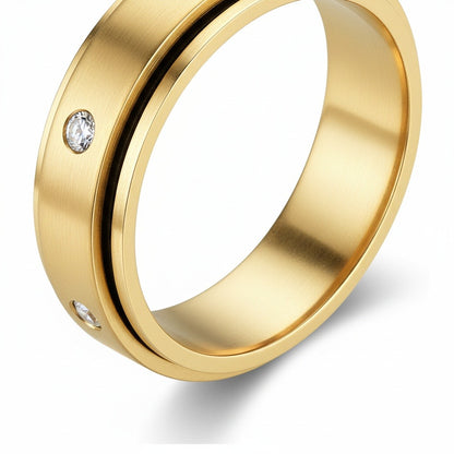 Mens Stainless Steel Rings - Brass - Fabric Detail