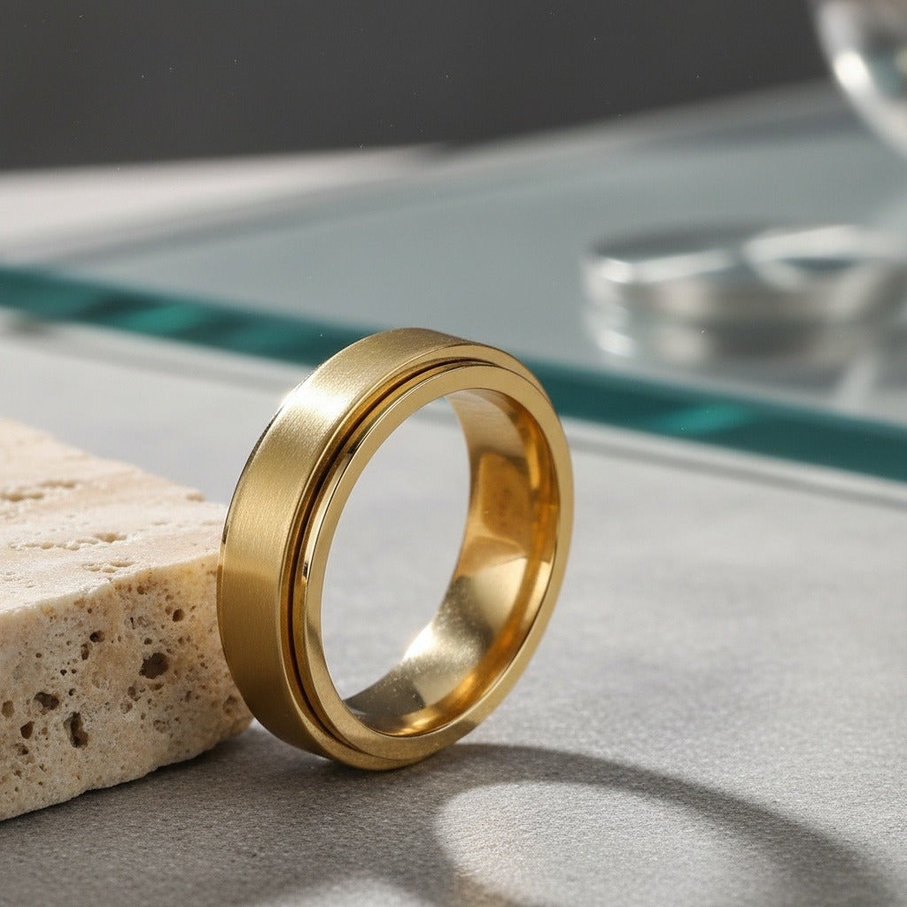 Mens Stainless Steel Rings - Gold - Back View
