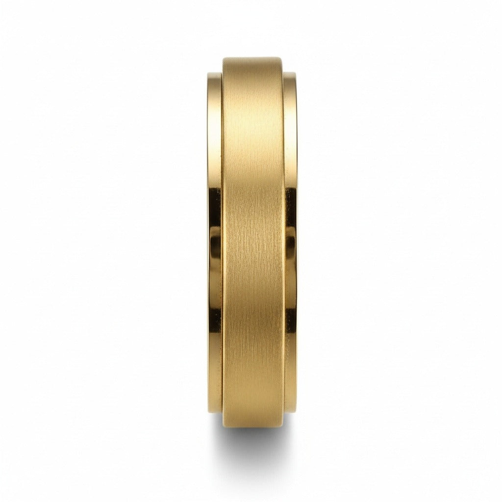 Mens Stainless Steel Rings - Gold - Fabric Detail