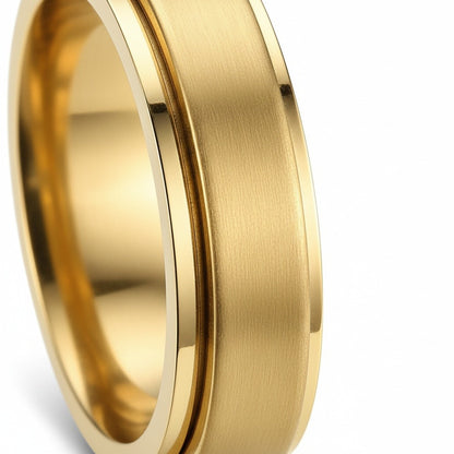 Mens Stainless Steel Rings - Gold - Texture Close Up