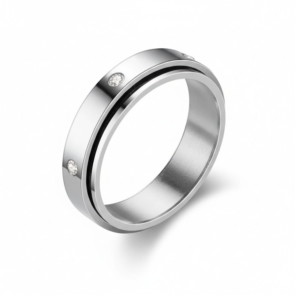 Mens Stainless Steel Rings - Silver - Front View