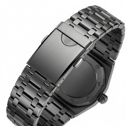 Mens Stainless Steel Watch - Gunmetal Gray - Fabric Detail