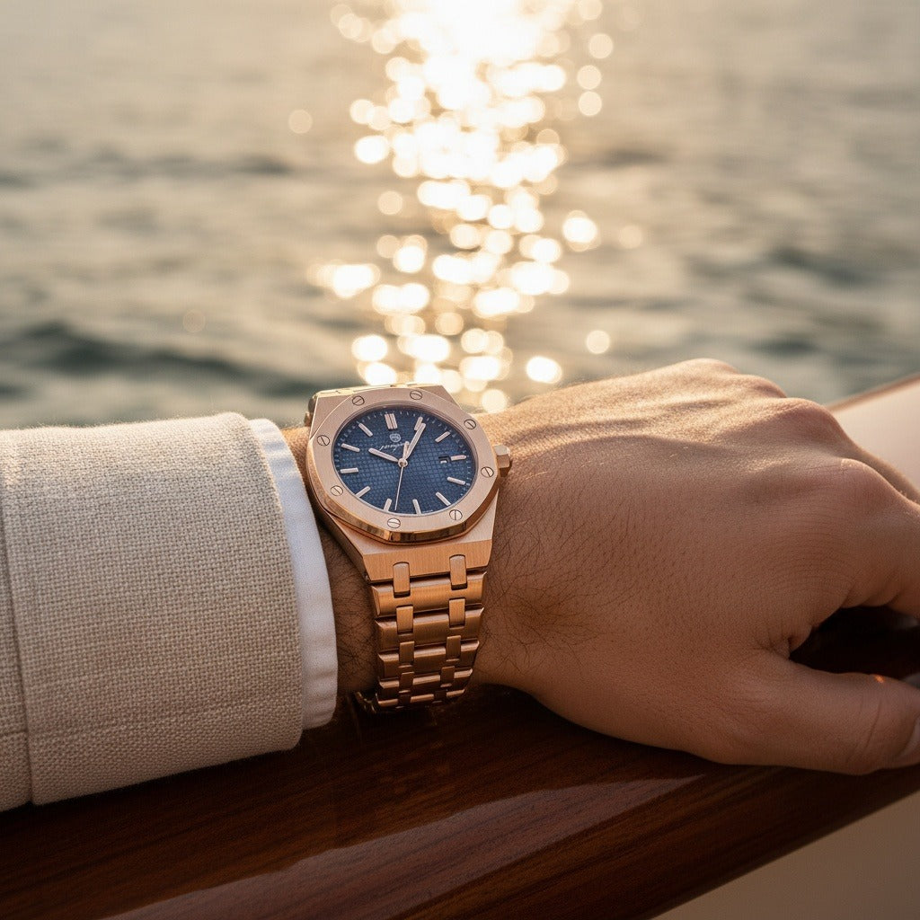 Mens Stainless Steel Watch - Copper Bronze - Angled Shot