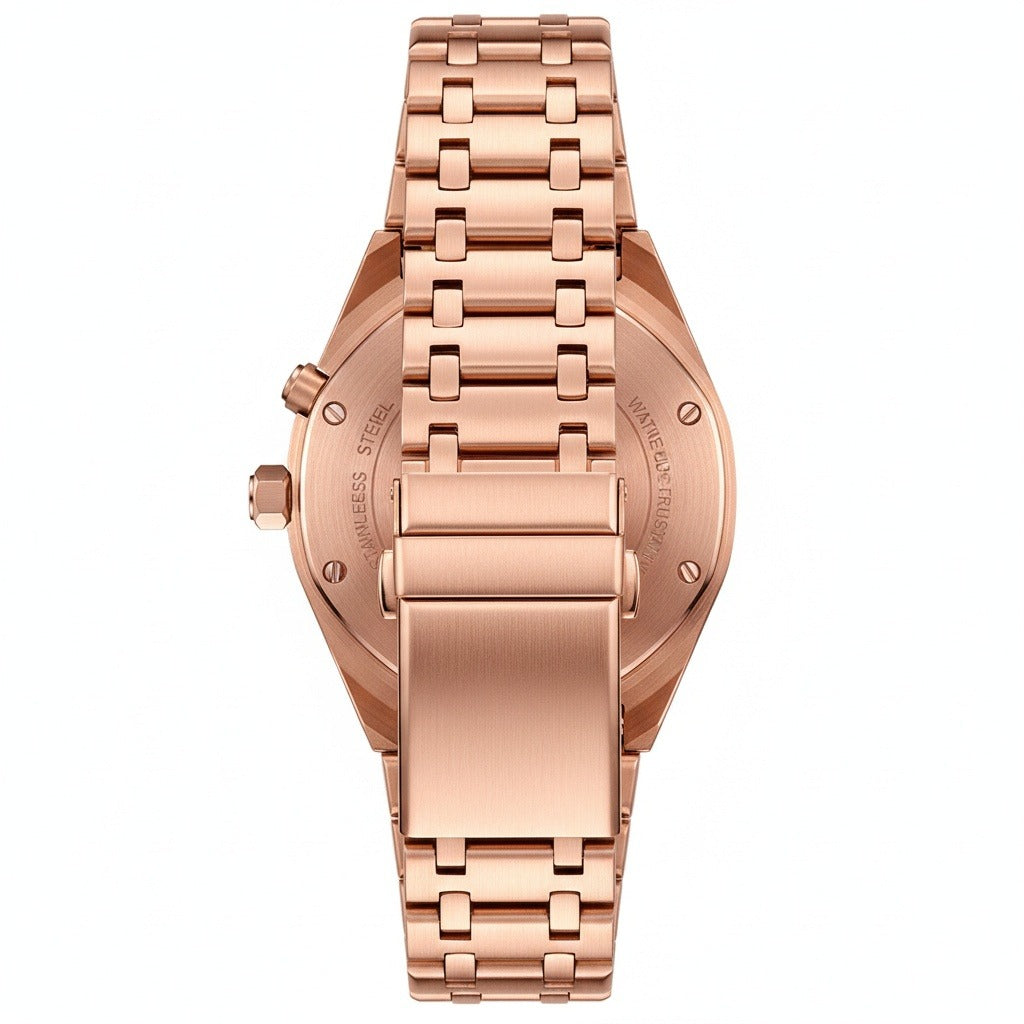 Mens Stainless Steel Watch - Copper Bronze - Fabric Detail
