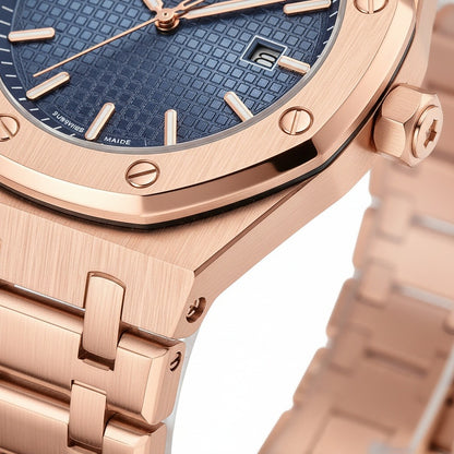 Mens Stainless Steel Watch - Copper Bronze - Texture Close Up