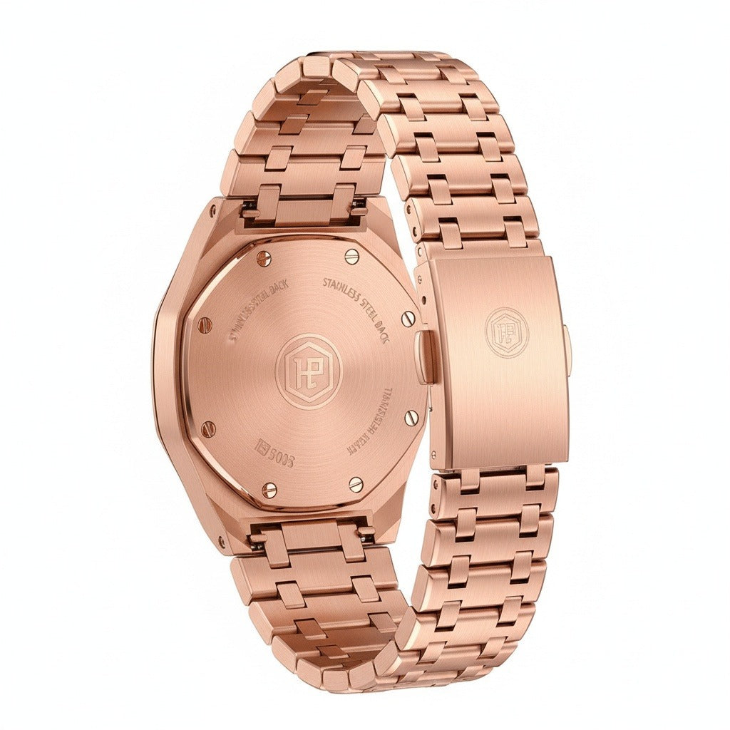Mens Stainless Steel Watch - Copper Rose - Fabric Detail