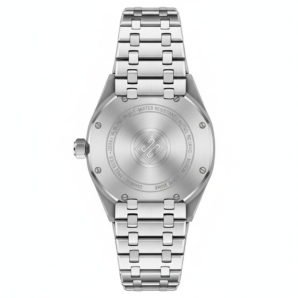 Mens Stainless Steel Watch - Sterling Silver - Fabric Detail