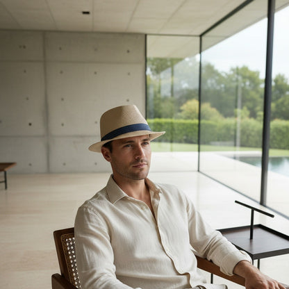 Men's Straw Hat - Natural - Side Profile