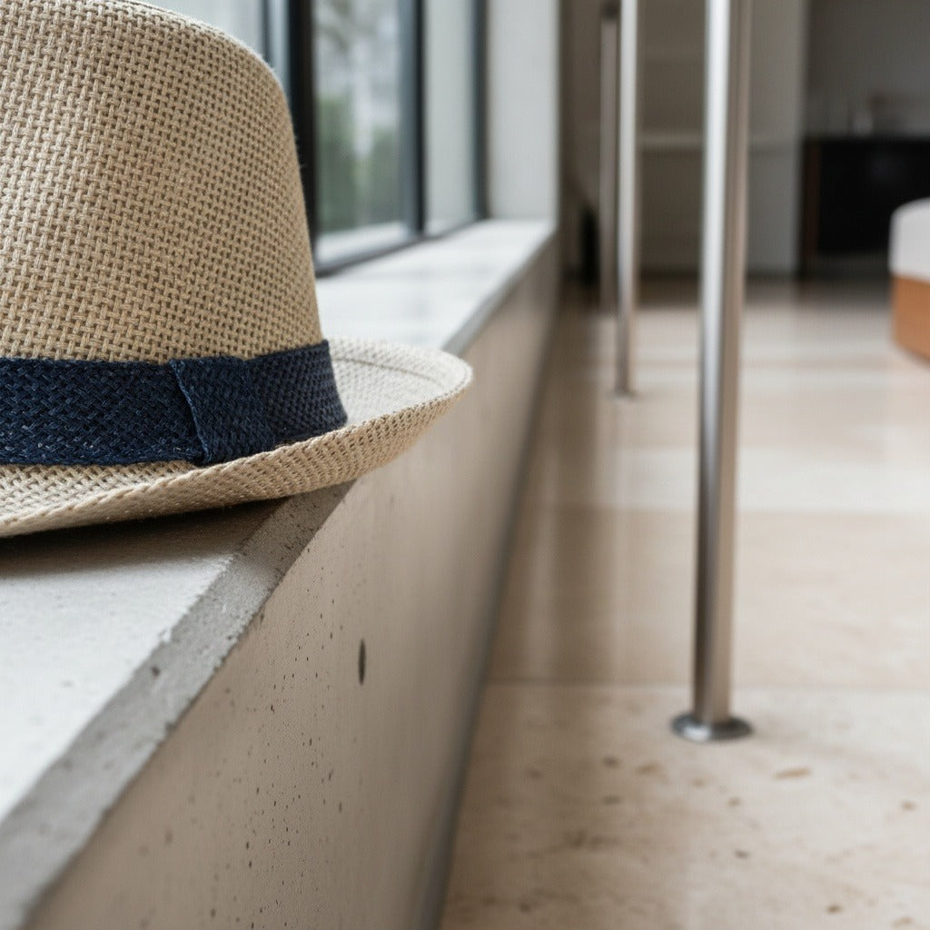 Men's Straw Hat - Natural - Back View