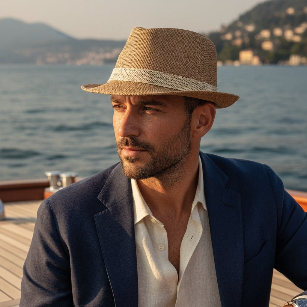 Men's Straw Hat - Straw - Angled Shot