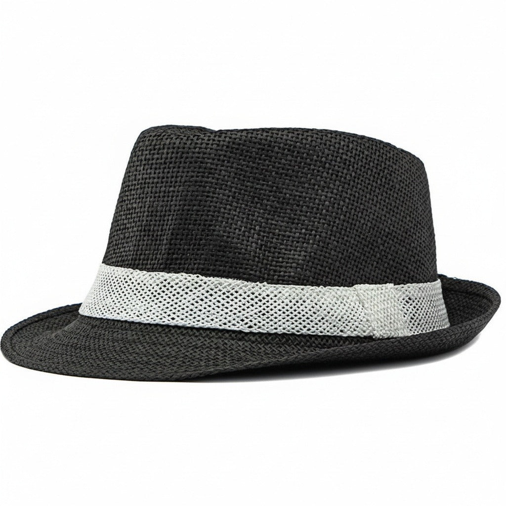 Men's Straw Hat - Charcoal - Front View