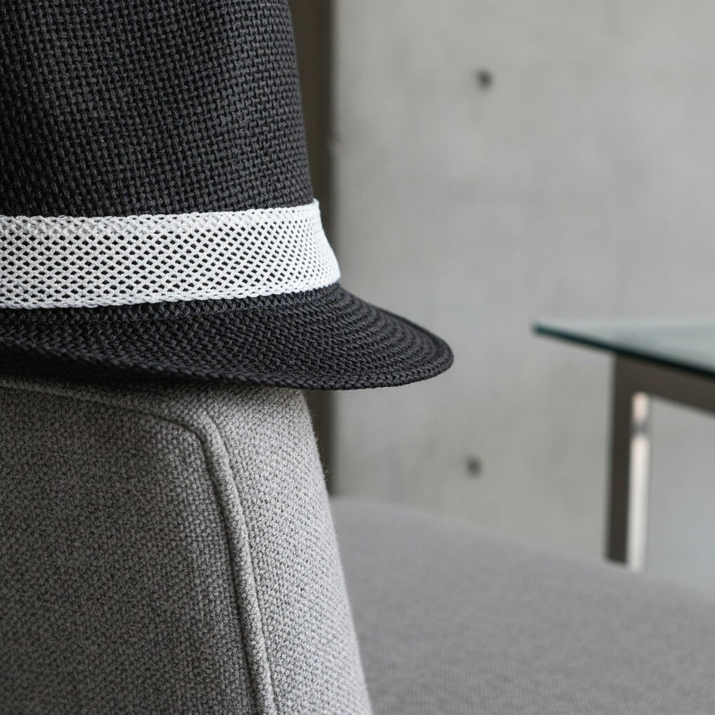 Men's Straw Hat - Charcoal - Back View