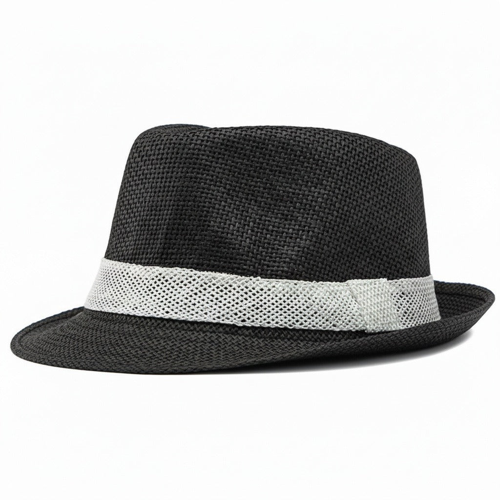 Men's Straw Hat - Charcoal - Fabric Detail