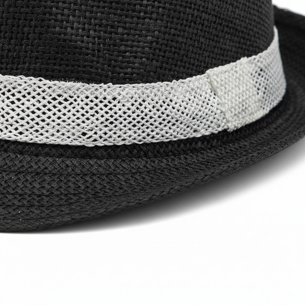 Men's Straw Hat - Charcoal - Texture Close Up