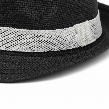 Men's Straw Hat - Charcoal - Texture Close Up