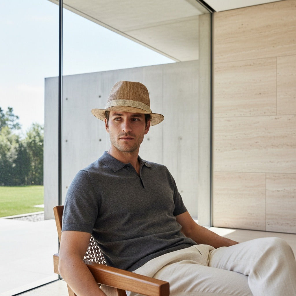 Men's Straw Hat - Straw - Side Profile