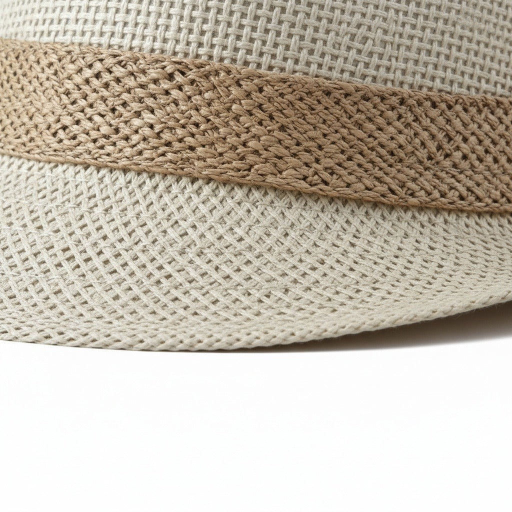 Men's Straw Hat - Ecru - Texture Close Up