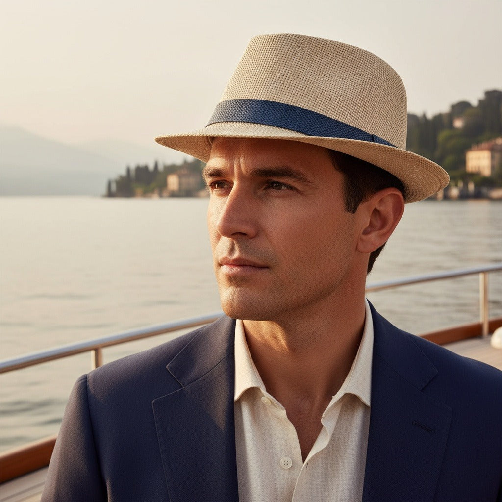 Men's Straw Hat - Natural - Angled Shot