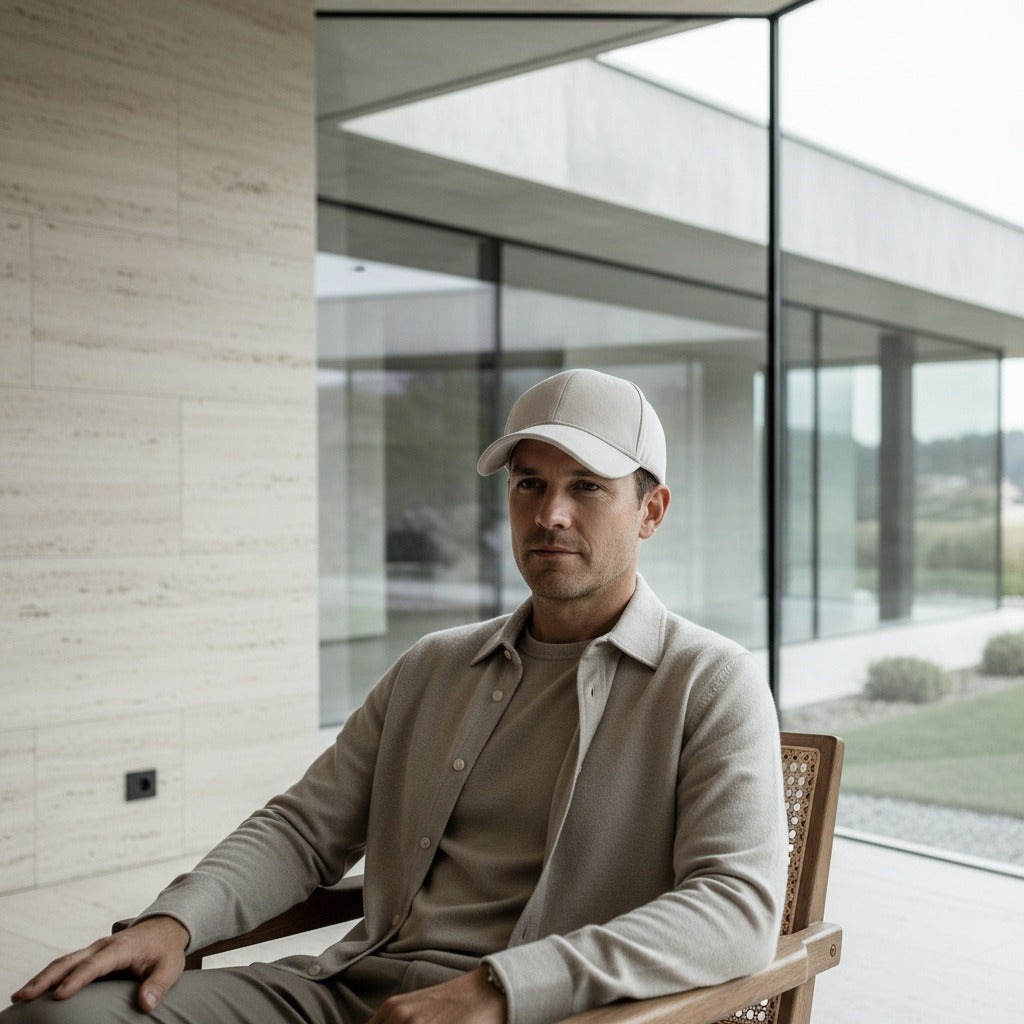 Mens Suede Cap - Off-White - Side Profile