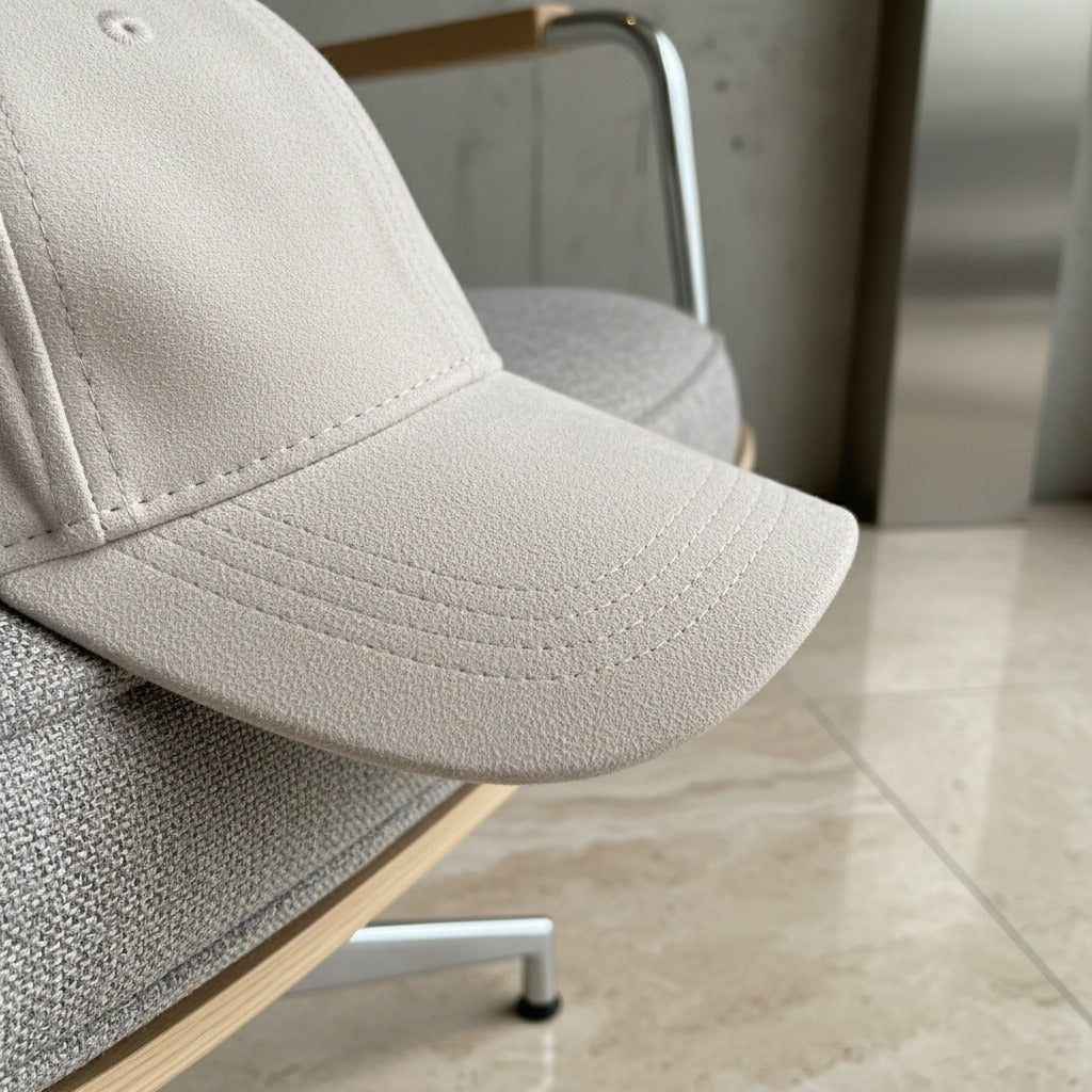 Mens Suede Cap - Off-White - Back View